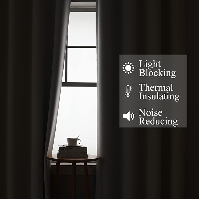 Estelar Textiler Beige and Greyish White Blackout Curtains for Living Room, Thermal Insulated Ombre Grommet Curtains & Drapes for Dining Room, Full Room Darkening Curtains for Bedroom,42Wx84L,2 Panels