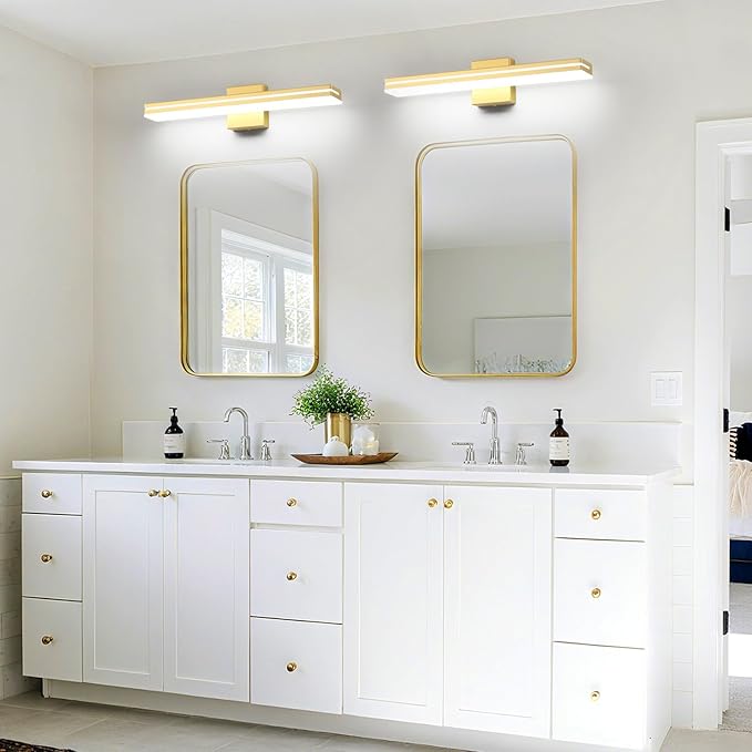 SineRise 24-Inch LED Modern Bathroom Vanity Light Bar, Gold Modern Acrylic Bathroom Wall Lighting Fixtures Over Mirror (Cool White 6000K)