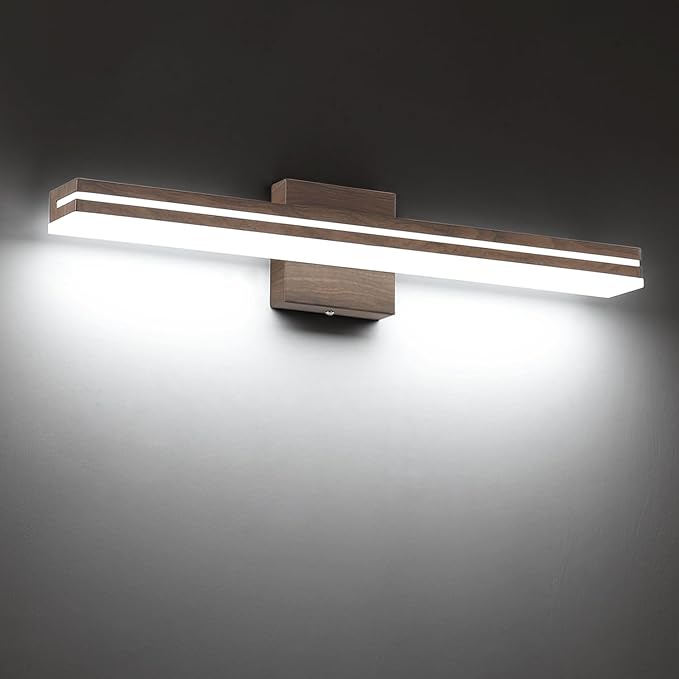 SineRise 24-Inch LED Modern Bathroom Vanity Light Bar, Brown Modern Acrylic Bathroom Wall Lighting Fixtures Over Mirror (Cool White 6000K)