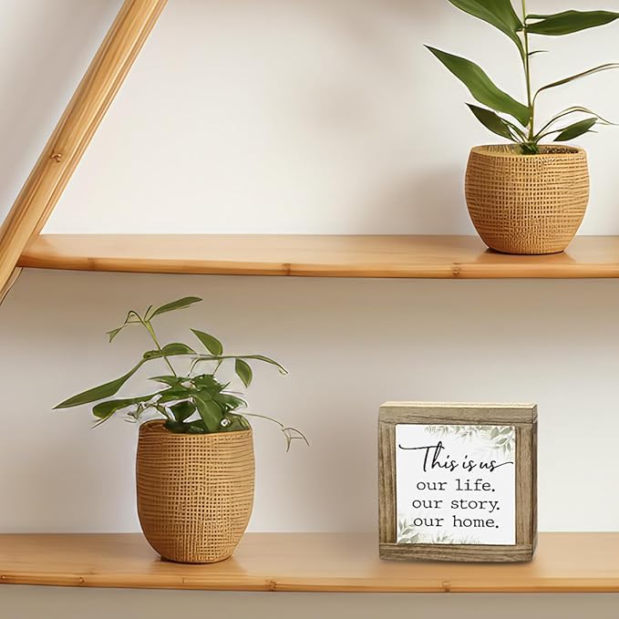 This Is Us Our Life Our Story Our Home Desktop Decor, Farmhouse Wood Box Decor Plaques, Iving Room Inspiration Wood Box Sign, Rustic Farmhouse Living Home Decoration