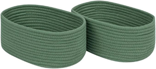 CubesLand Cube Shelf Closet Storage Baskets Bins Set 2,Woven Basket for Organizing/Storage,Long-lasting &Skin-friendly Toy Storage Basket Bin,Stylish Room Decor Basket,Cotton Rope Basket Green