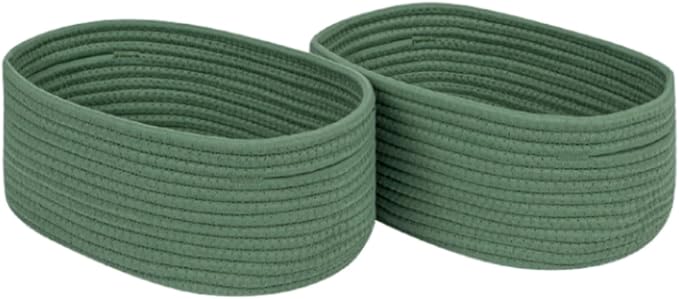 CubesLand Cube Shelf Closet Storage Baskets Bins Set 2,Woven Basket for Organizing/Storage,Long-lasting &Skin-friendly Toy Storage Basket Bin,Stylish Room Decor Basket,Cotton Rope Basket Green