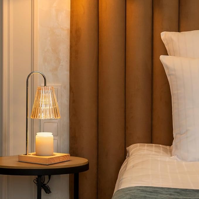 Candle Warmer Lamp with Timer, Vintage Amber Nightstand Candle Warming Lamp for Home Room Decor, Dimmable Wax Warmer for Jar Candles, Wedding Registry Gifts for Women Couples 2025
