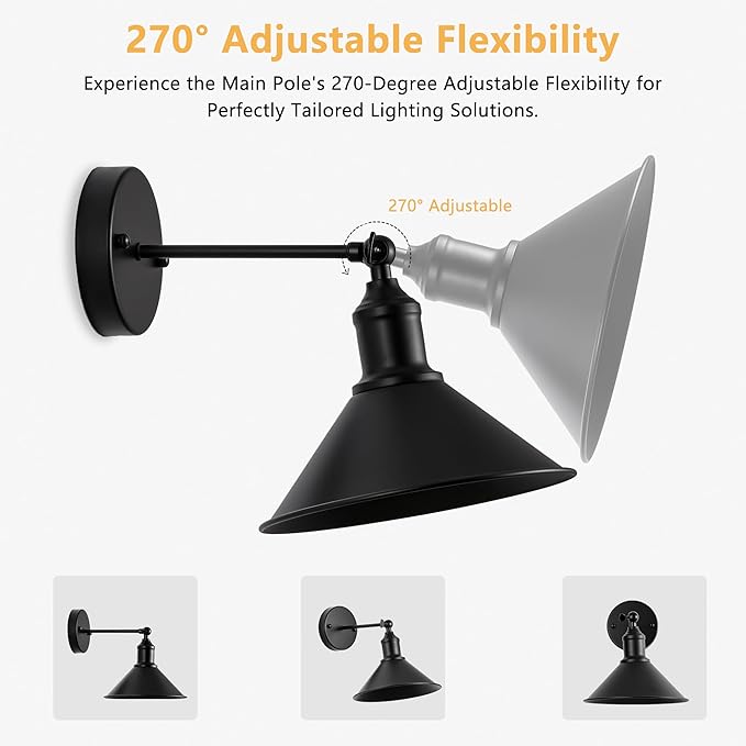 Vintage Black Wireless Battery Operated Wall Sconces, Cordless LED Wall Lights Set of 2 with Remote Control, for Bedroom, Farmhouse, Gallery - Easy Setup, Adjustable Brightness, Long-Lasting Battery