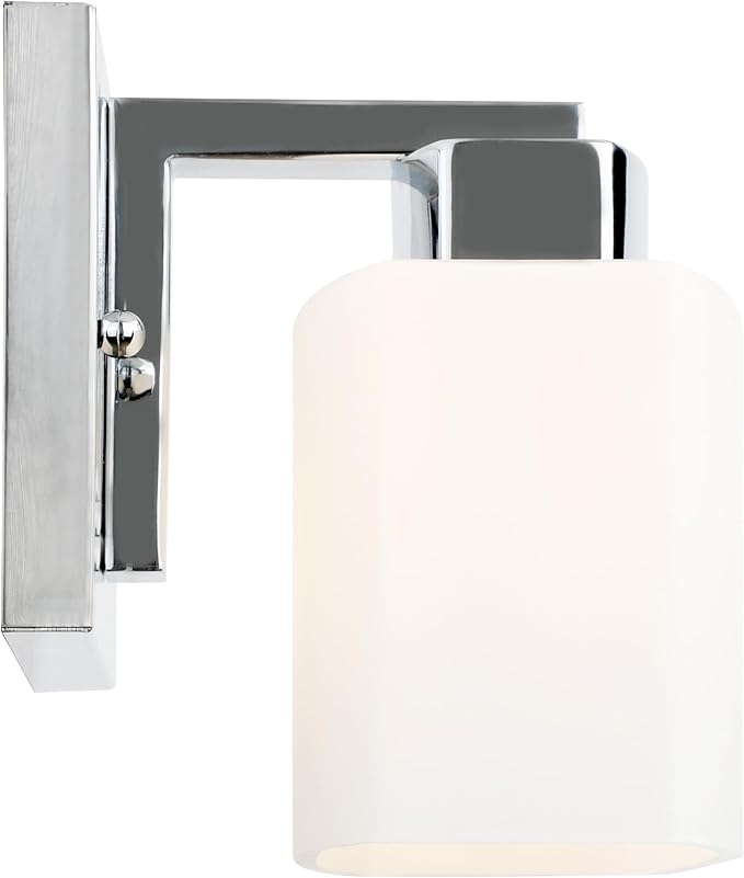 Design House Dove Creek Wall Light Sconce – Dimmable with Frosted Glass for Hallway, Bathroom, Foyer, Bedroom – Polished Chrome, 589663