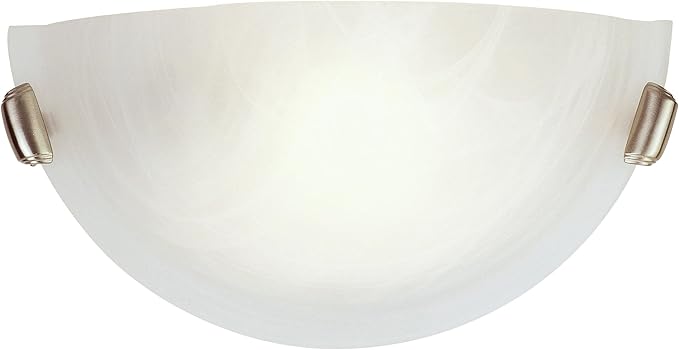 Livex Lighting 4271-91 Home Basics 1 Light Brushed Nickel Wall Sconce with White Alabaster Glass
