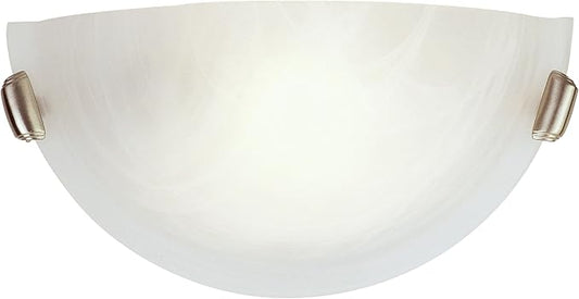 Livex Lighting 4271-91 Home Basics 1 Light Brushed Nickel Wall Sconce with White Alabaster Glass
