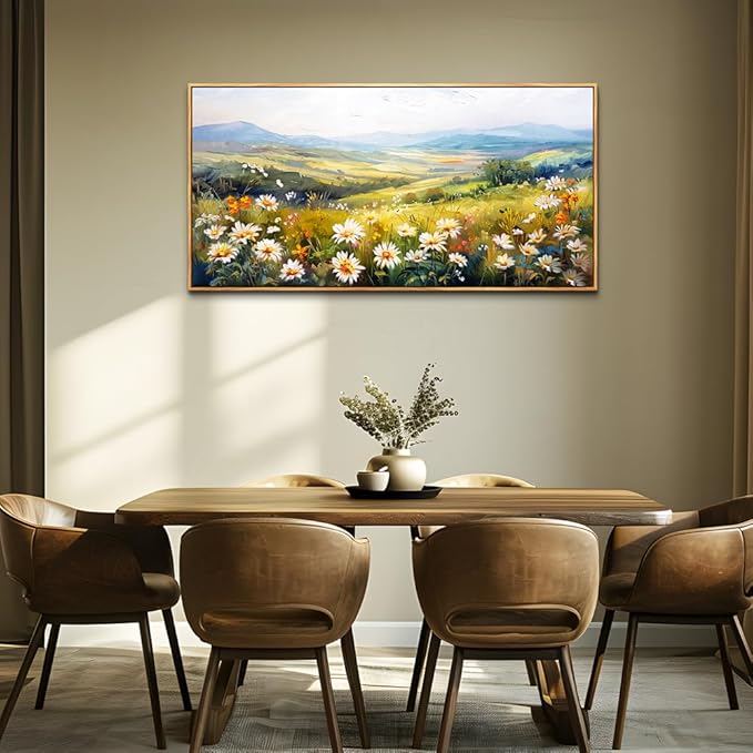 ZUITINGHUA Wood Framed Canvas Wall Art For Living Room Wall Decor For Bedroom Office Wall Decorations Pastoral Scenery Paintings Modern Flowers Pictures Artwork Room Aesthetic Home Decor 20x40 In