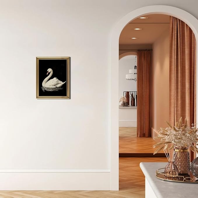 RETRART Vintage Swan Canvas Wall Art - Swan Vintage Art Prints for Wall Decor, Swan Print Elegant Animal Oil Painting Decor for Living Room Bedroom Kitchen - 8" x 10" - UNFRAMED