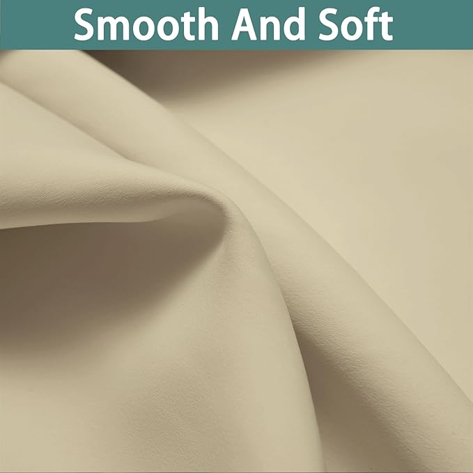 Yakamok 100% Blackout Thermal Insulated Grommet Curtains, Noise Reducing Barrier Panel for Sliding Glass Door, 2 Thick Layers Heat Full Light Blocking Patio Door Drapery, Beige, W100 x L84, 1 Panel