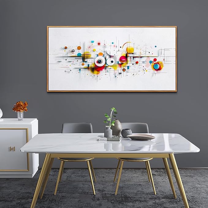 ERQINHUA Abstract Wall Art Living Room Boho Wall Decor For Bedroom Office Home Decorations Geometric Wall Paintings Minimalism Canvas Artwork Pictures Modern Ready to Hang Wood Framed 20x40 Inches