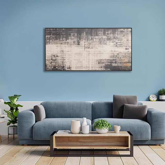 Wall Art Grey and Brown Abstract Wall Decor Modern Artwork for Living Room Bedroom Dining Room Home Office Decor Large Framed Ready to Hang 24"x48"