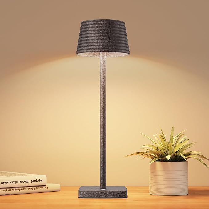 Cordless Table Lamps Rechargeable,Battery 6000mAh LED Portable Lights for Outdoor/Patio/Restaurant/Indoor Desk Lamp - IP54 Waterproof 3 Colors Stepless Dimming (Rust)