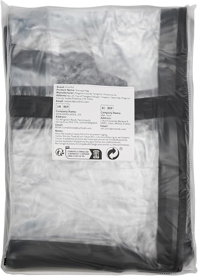 Vieshful 3 Pack Clear Comforter Storage Bag, 60L Clothes Storage Bag with Zipper Closet Organizer, Plastic Storage Containers Moving bags for Comforter, Blanket, Bedding, Duvet, Toys