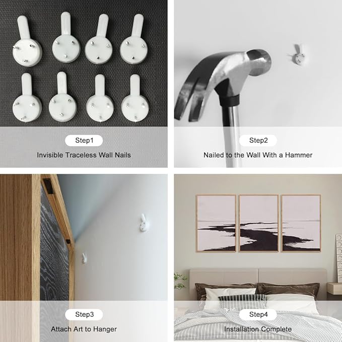 KAIRNE Abstract Neutral Lake Framed Wall Art Set, Neutral Shape Wall Painting, Abstract Black and Grey Landscape Wall Decor, Modern Watercolor Art Print for Living Room, Bedroom, Office - 24"x36"x3