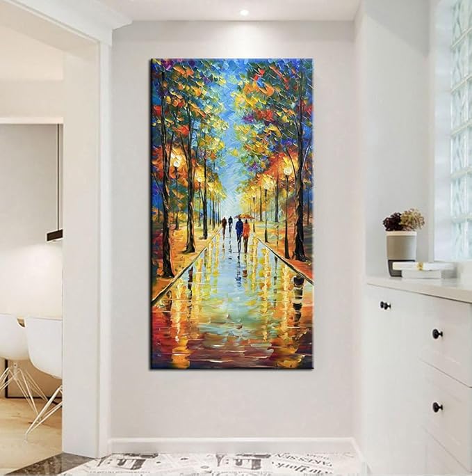 Tyed Art- Large Contemporary Wall Art Landscape Oil Painting On Canvas palette knife Textured Tree Painting hand-painted Acrylic Abstract Landscape wall art modern canvaspainting Living room bedroom hanging bedside ofa background painting 30x60inch