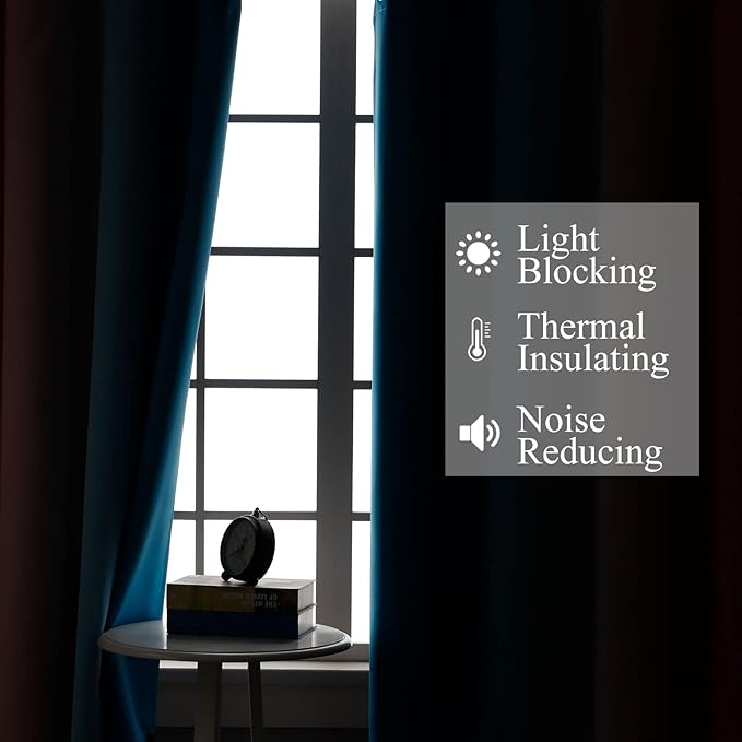 Pink and Blue Blackout Curtains 84 Inches Long, Ombre Grommet Thermal Insulated Blackout Curtains for Bedroom, Gradient Full Room Darkening Drapes for Living Room, 42x84 Inch,2 Panels