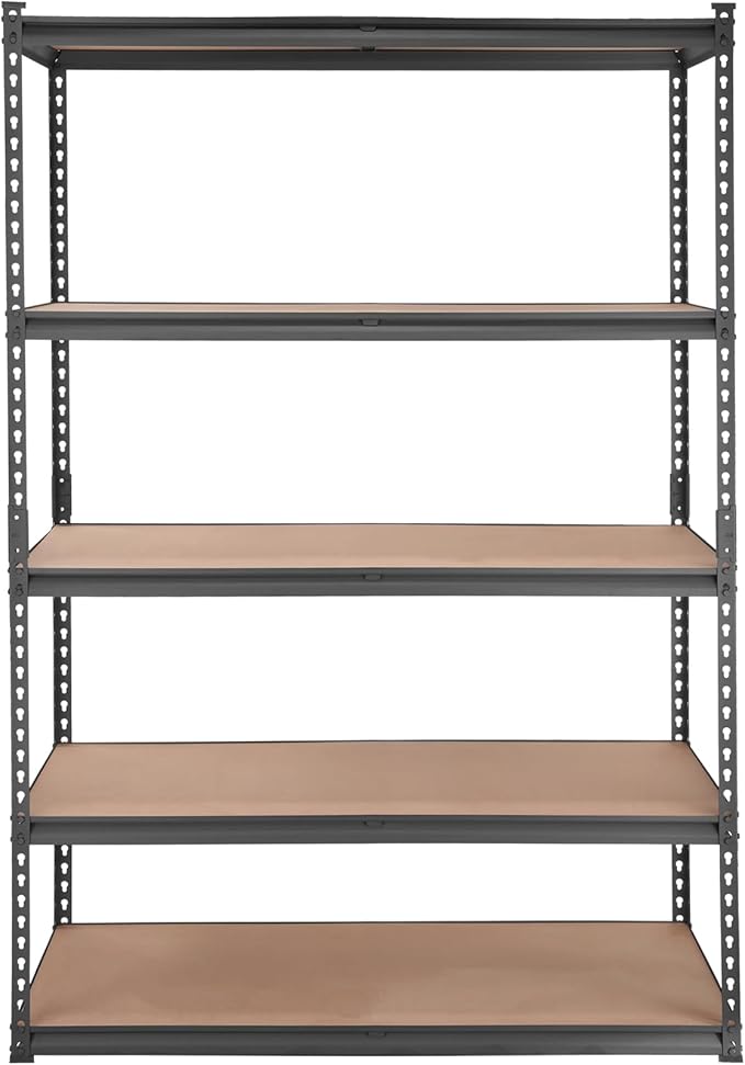 VEVOR Storage Shelving Unit, 5-Tier Adjustable, 2000 lbs Capacity, Heavy Duty Garage Shelves Metal Organizer Utility Rack, Black, 48" L x 18" W x 72" H for Kitchen Pantry Basement Bathroom Laundry