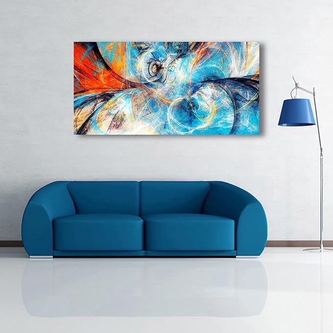 Blue Abstract Smart Line Pictures Canvas Wall Art for Living room Bedroom Wall Decor, Smart Line Wall Art Print Paitnings for home Decor,Morden Artwork Line Drawing Full of Imagination Canvas Art