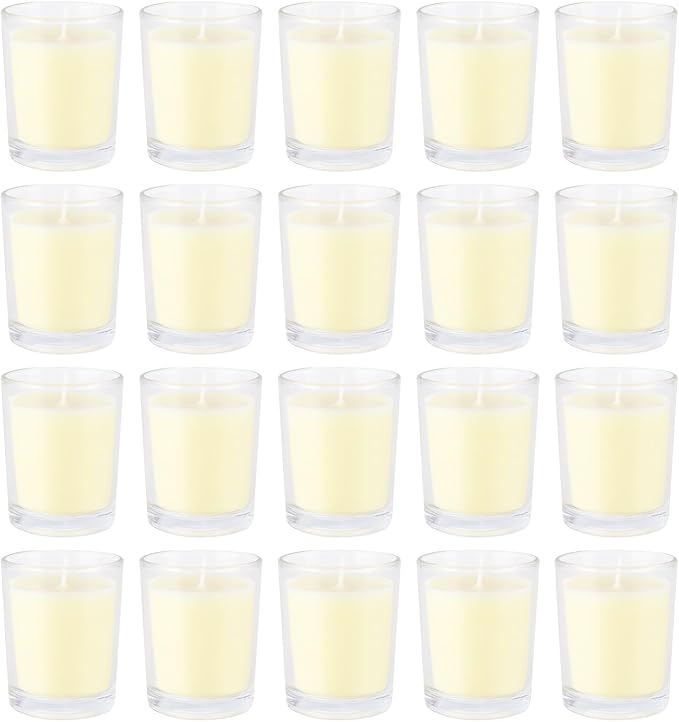 Set of 20 x 2.0 oz Votive Citronella Candles in Glass Cup Decorative Candle Yellow Citronella Tea Lights Indoor Outdoor Patio Scented Candles Bulk…