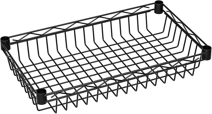 6 Tier Basket Shelf Wire Shelving Unit Adjustable Storage Shelves Big Basket Rack for Garage Kitchen Office Pantry Corner 17.2" Dx12.2 Wx63 H Black