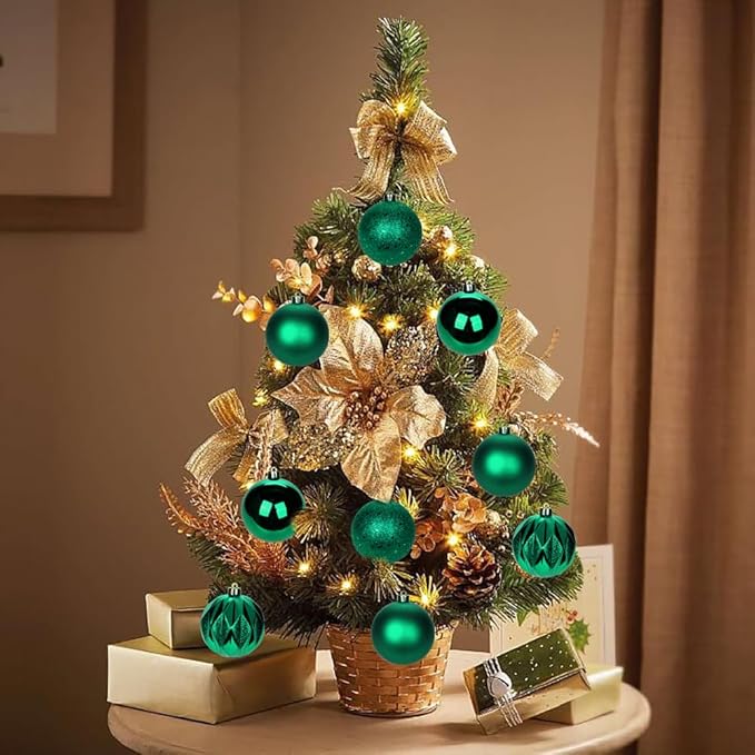 12PCS 3.15" Christmas Ball Ornaments Shatterproof Dark Green Christmas Tree Decorations Xmas Tree Balls Halloween Ornaments Décor