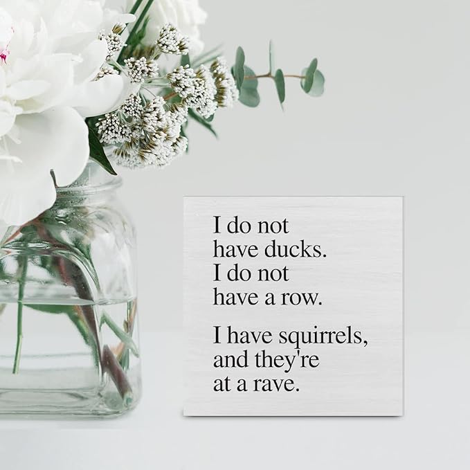 Country Sarcastic Wood Box Sign Decor Desk Sign I Do Not Have Ducks Quote Wooden Box Block Sign Rustic Home Office Shelf Wall Decoration