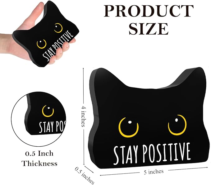 Stay Positive Funny Bathroom Acrylic Decor Sign Black Cat Decor Cat Decor for Home Bathroom Cat Lover Gifts For Women Men