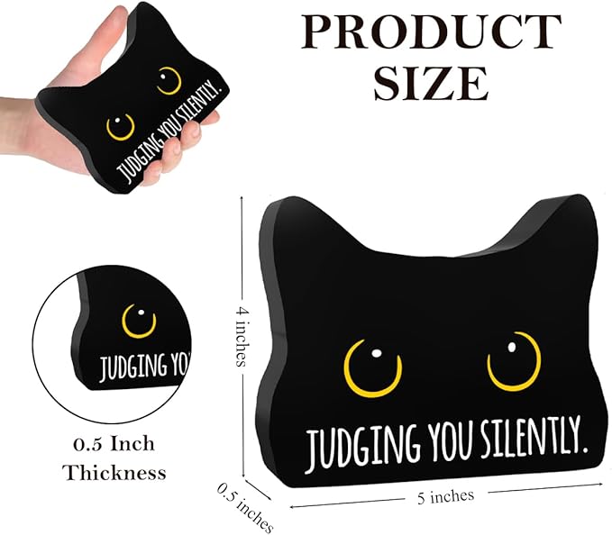 Judging You Silently Funny Bathroom Acrylic Decor Sign Black Cat Decor Cat Decor for Home Bathroom Cat Lover Gifts For Women Men