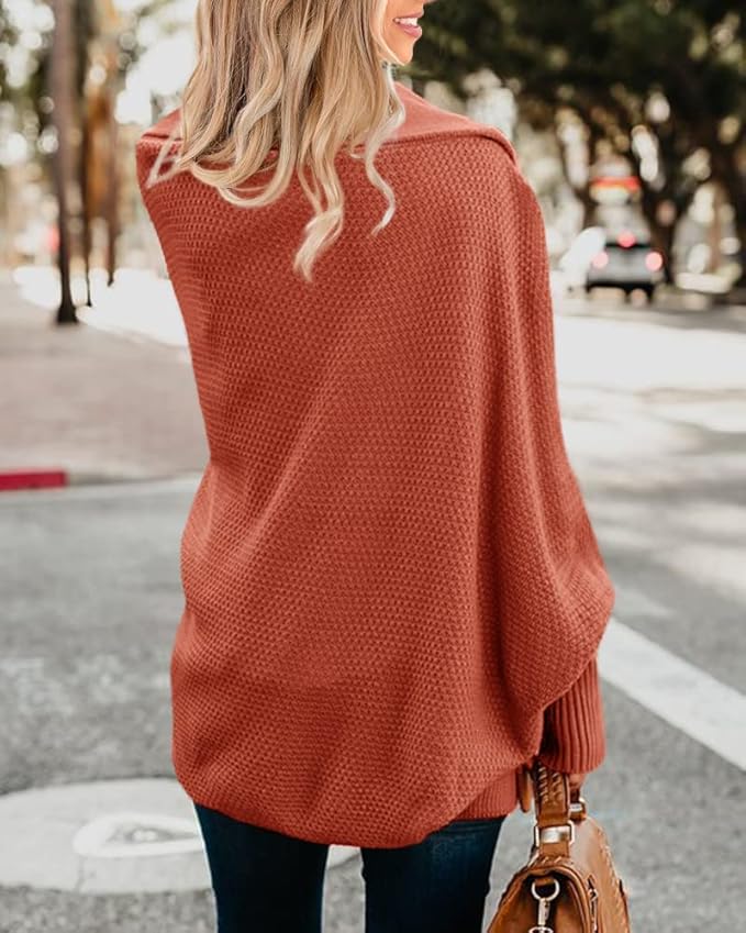 Imily Bela Women's Kimono Batwing Cable Knitted Slouchy Oversized Wrap Cardigan Sweater