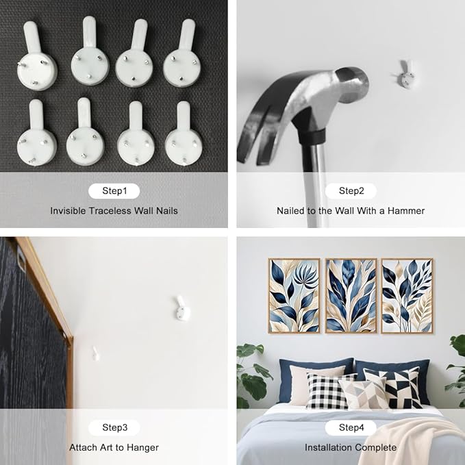 HPNIUB Botanical Leaf Framed Canvas Wall Art Set, Modern Natural Leaves Wall Decor, Minimalist Plant Floral Wall Painting, Abstract Aesthetic Leaf Art Print for Living Room,Bedroom,Office-16 x24 x3