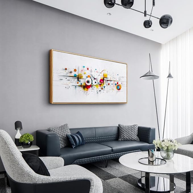 ERQINHUA Abstract Large Canvas Wall Art Living Room Boho Wall Decor For Bedroom Office Decorations Geometric Wall Paintings Minimalism Pictures Artwork Modern Home Decor Wood Framed 24x48 In