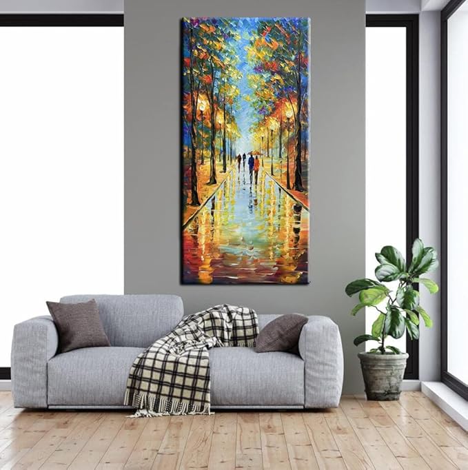 Tyed Art- Large Contemporary Wall Art Landscape Oil Painting On Canvas palette knife Textured Tree Painting hand-painted Acrylic Abstract Landscape wall art modern canvaspainting Living room bedroom hanging bedside ofa background painting 30x60inch