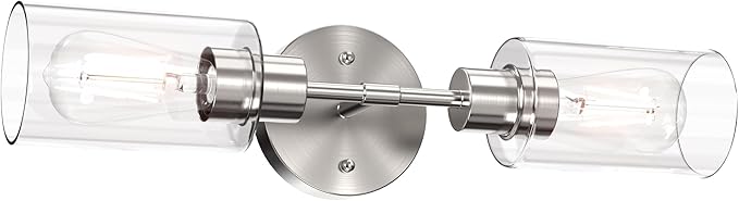 Espird Bathroom Light Fixtures 2 Light Brushed Nickle, Bathroom Vanity Lights Over Mirror, Bathroom Sconces Wall Lighting,Farmhouse Vanity Light, Modern Vanity Lights with Clear Shades