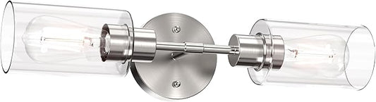 Espird Bathroom Light Fixtures 2 Light Brushed Nickle, Bathroom Vanity Lights Over Mirror, Bathroom Sconces Wall Lighting,Farmhouse Vanity Light, Modern Vanity Lights with Clear Shades