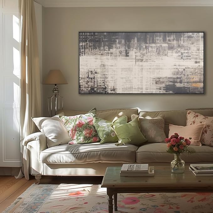 Wall Art Grey and Brown Abstract Wall Decor Modern Artwork for Living Room Bedroom Dining Room Home Office Decor Large Framed Ready to Hang 24"x48"