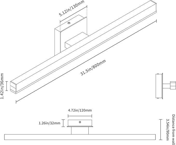 Joossnwell Bathroom Light Fixture Over Mirror Dimmable 5CCT Vanity Lights Bar 31.5 Inch Modern Bathroom Lighting Led Bath Vanity Light Gold and Black Mirror ETL Certificated