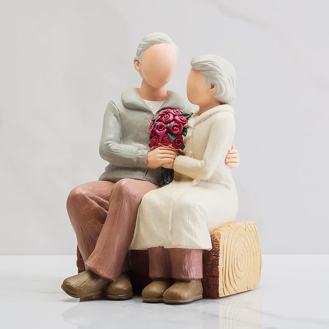 Rose Couple Home Decor Figurine, Romantic Loving Sculpted Hand Painted Figure Happy Wedding Anniversary Sculpture Gifts for Couple Home Decor Statue for Wedding Valentine's Day Christmas