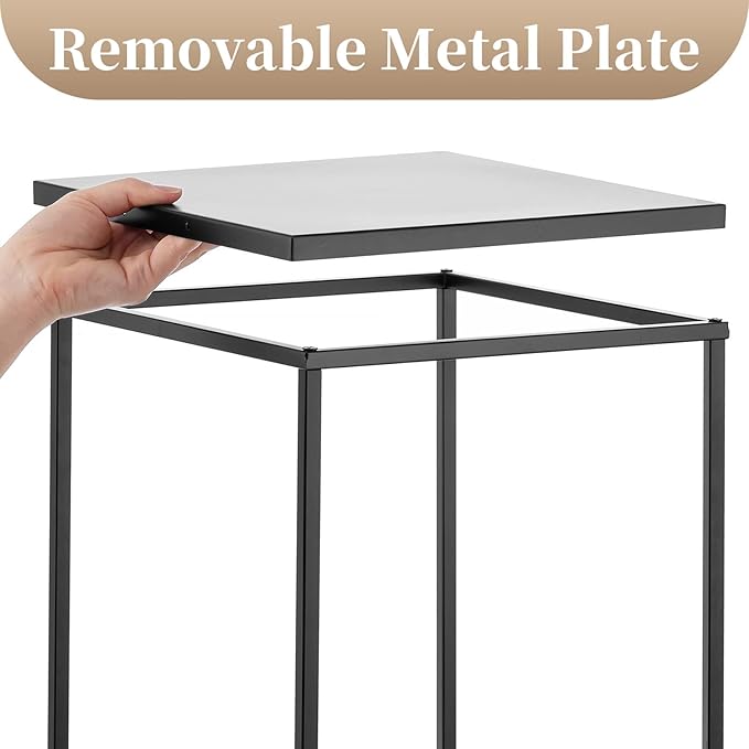 Sziqiqi Floor Vase Tables Centerpieces for Reception - 2 Pcs Metal Column Geometric Flower Stand 31.5in Black Tall Flower Display Rack Decorations for T-Stage Wedding Party Event