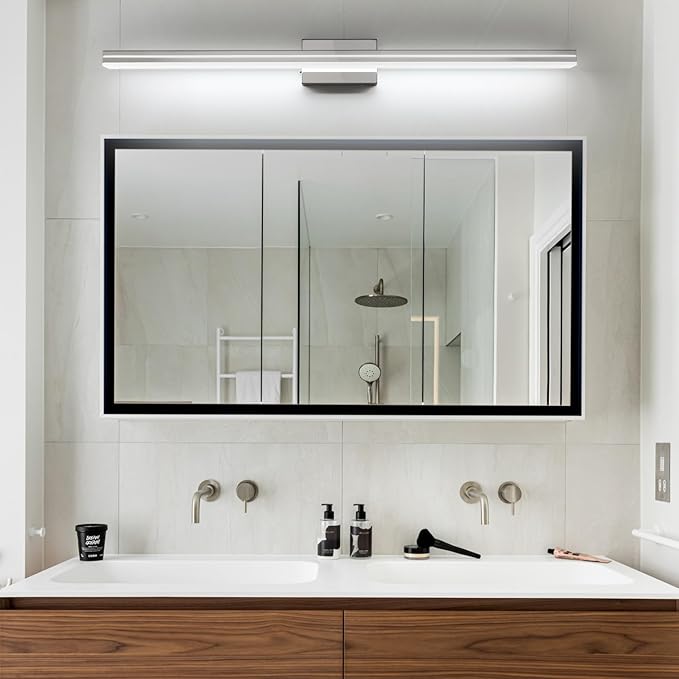 SineRise LED Modern Bathroom Vanity Light Bar (40-Inch, 3000K/4000K/6000K), Chrome Dimmable Modern Acrylic Bathroom Wall Lighting Fixtures Over Mirror