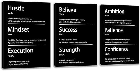 Motivational Wall Decor Paintings Inspirational Office Wall Decor Posters Prints 3 Pieces Bedroom Decor Living Room Office Canvas Picture Wall Painting Home Decoration Framed Artwork (36''W x 16''H)