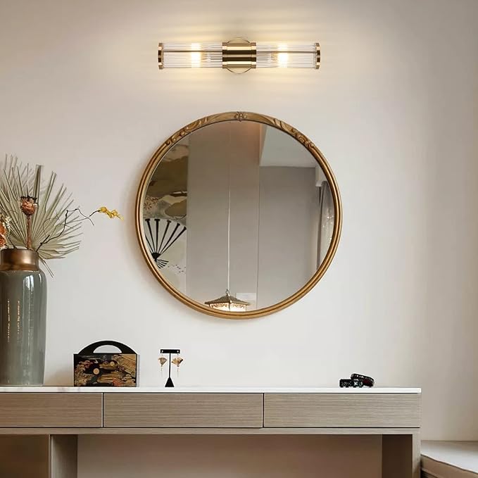 Glass Rods Wall Light Fixture Indoor Brass Bathroom Vanity Lights Beside Mirror Lighting Lamps Up and Down Wall Mounted Light E12 Socket