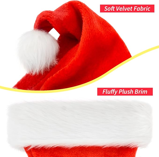 BOSONER Santa Hat: Christmas Hat Adult - Santa Hat for Women and Men - Led Santa Hat