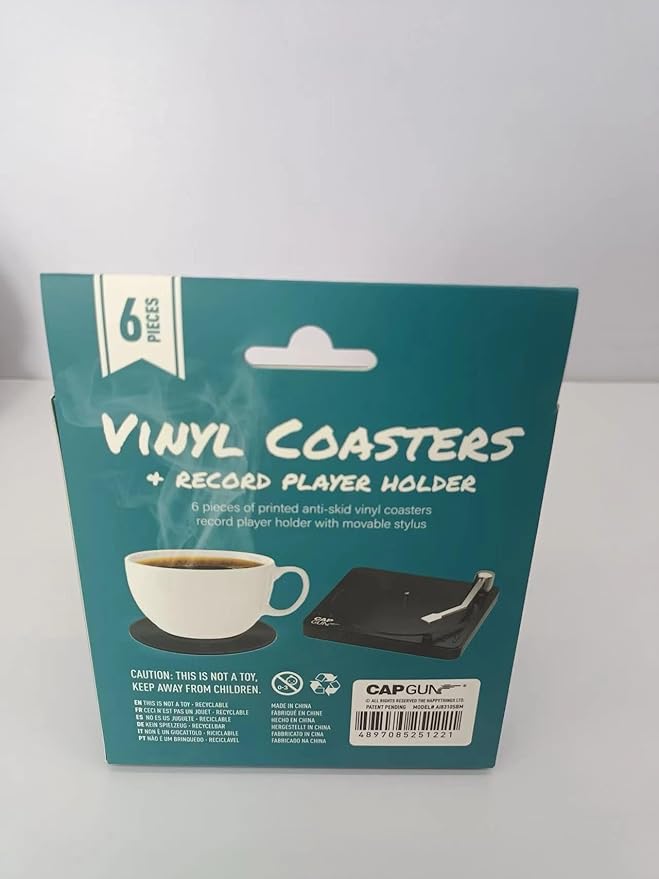 Valdivia Funny Retro Vinyl Record Coasters with Player, 6PCS Rock Coasters for Drinks, Cool Home Decor for Housewarming Gifts, Music Lovers Gifts, Birthday Gifts for Men and White Elephant Gifts Ideas