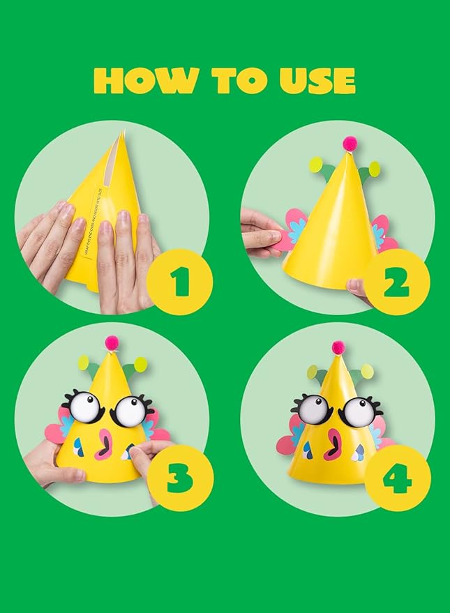 JOYIN 12 Sets Party Hats for Kids Birthday Party Games Craft Activities, Cute Animal Theme Birthday Hats Activity Kits with Stickers for Kids Holiday Theme Party Favors Easter Decoration