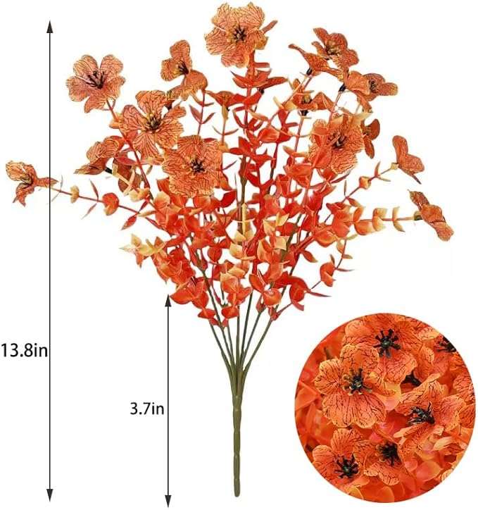 LADADA Artificial Fall Flowers Faux mums for Outdoor Indoor Garden Home Decoration, Faux Flower Daisy with,UV Resistant Silk Eucalyptus Autumn Fake Plants for Outside Garden Yard Porch Home Decor