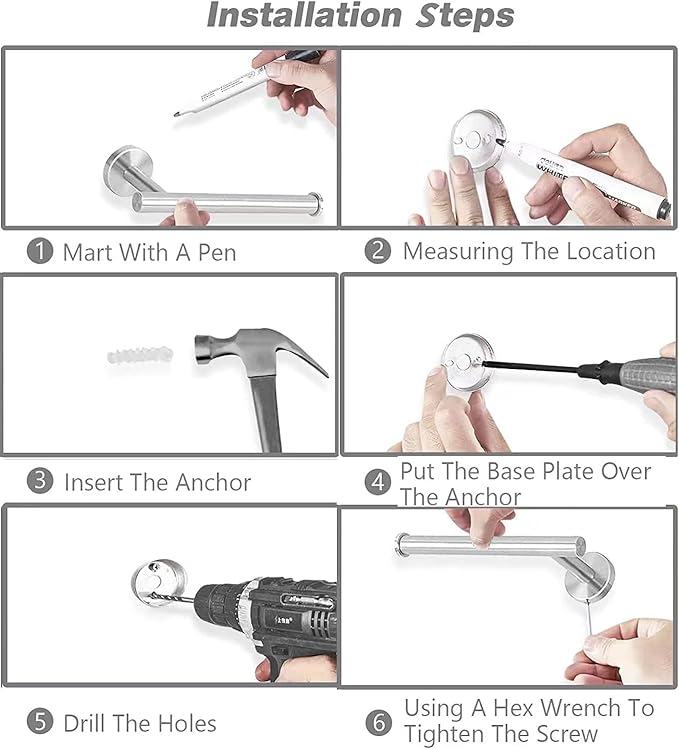 Cilee 10 Piece Brushed Nickel Bathroom Accessories Set, 16 inch Brushed Nickel Bathroon Hardware Set Towel Bar Ring Toilet Paper Holder Robe Towel Hook SUS304 Stainless Steel