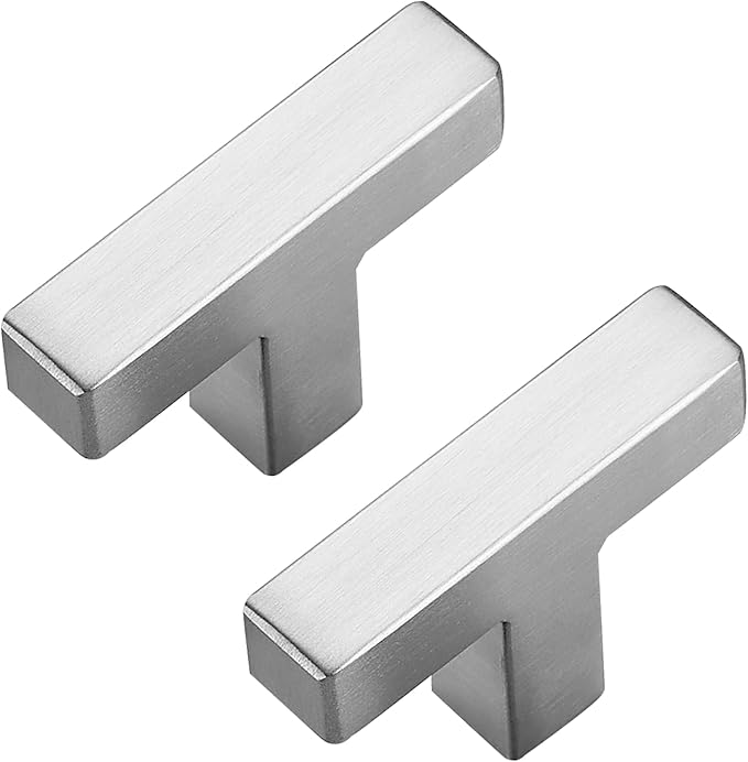 5 Pack Brushed Nickel Cabinet Knobs - Kitchen Cabinet Knobs Silver Cabinet Pulls for Kitchen Cabinet Drawer Stainless Steel Dresser Knobs for Cabinet Hardware 2in Length Single Hole Square