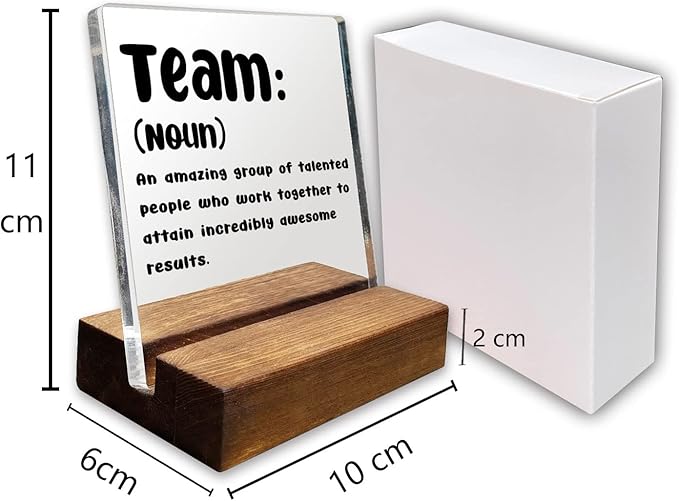 Inspirational Quotes Office Team Desk Sign, Motivational Minimalist Decor Art Acrylic Plaque With Wooden Stand for Home Office, Gift for Women Colleague Friend Coworker