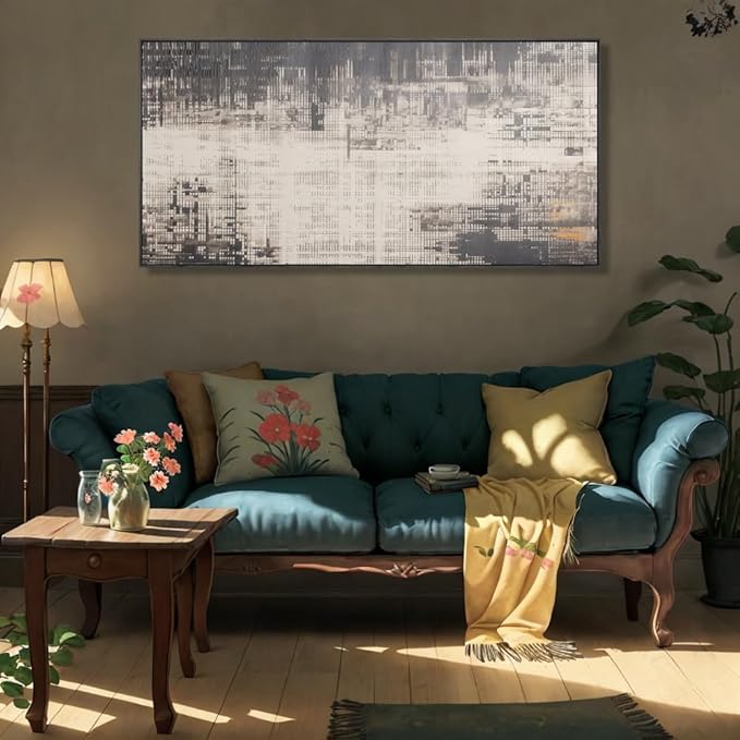 Wall Art Grey and Brown Abstract Wall Decor Modern Artwork for Living Room Bedroom Dining Room Home Office Decor Large Framed Ready to Hang 24"x48"